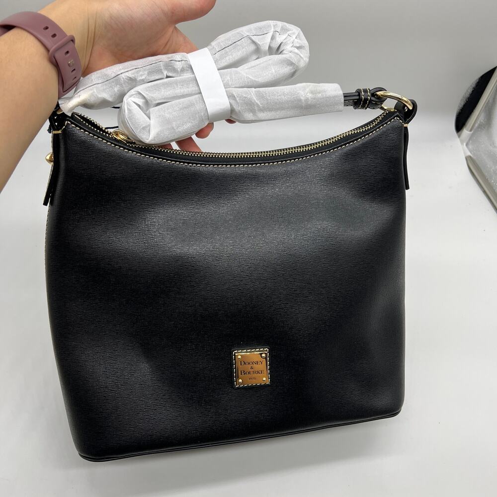 Dooney & Bourke Saffiano Leather Handbags Hobo Bags Black Color